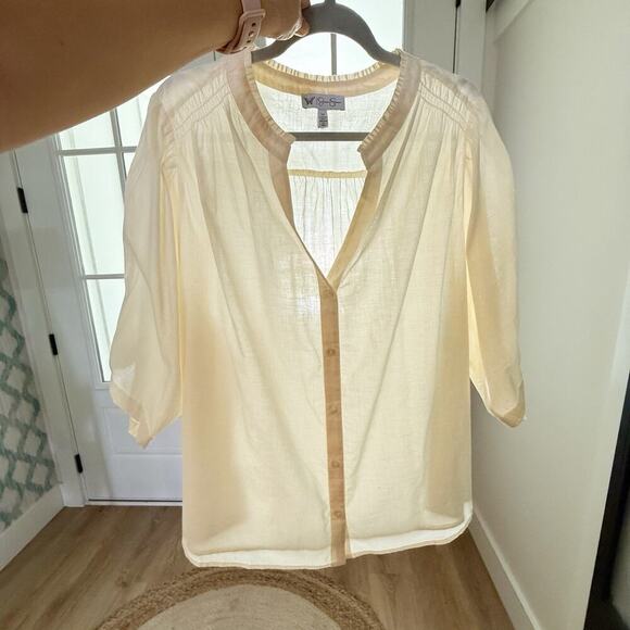 Jessica Simpson Blouse Women’s Plus Size 3X Ivory Top 100% Cotton Loose Woven - Picture 7 of 14